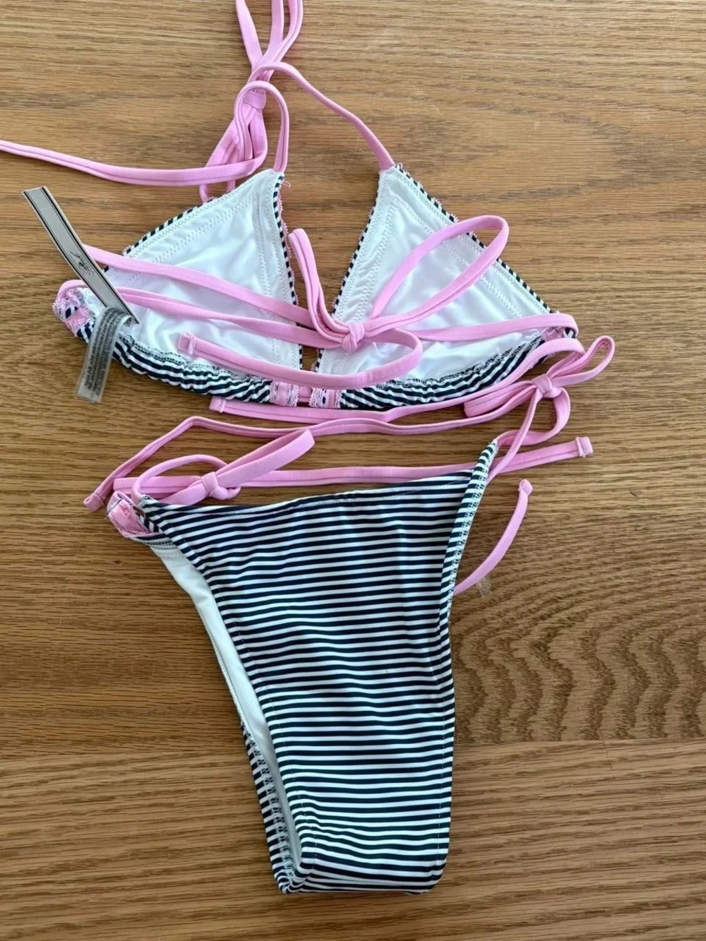 Frankies bikinis striped pink set